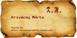 Krivácsy Márta névjegykártya