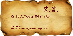 Krivácsy Márta névjegykártya
