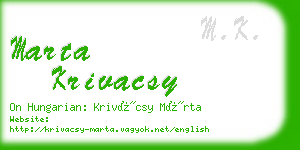 marta krivacsy business card